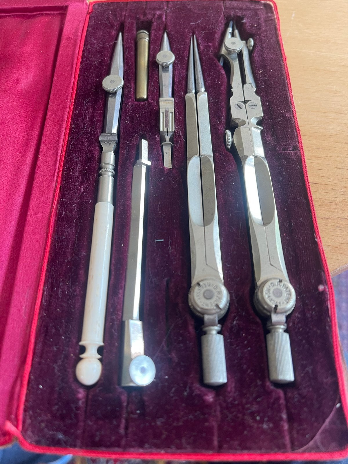 Antieke Tekenset in Etui - Precisie Instrumenten, Antiek en Kunst, Ophalen of Verzenden
