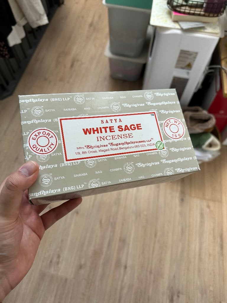 Satya White Sage Incense Wierook (12 doosjes Nieuw), 10 cm, Geurverspreider, Meerkleurig, Overige merken