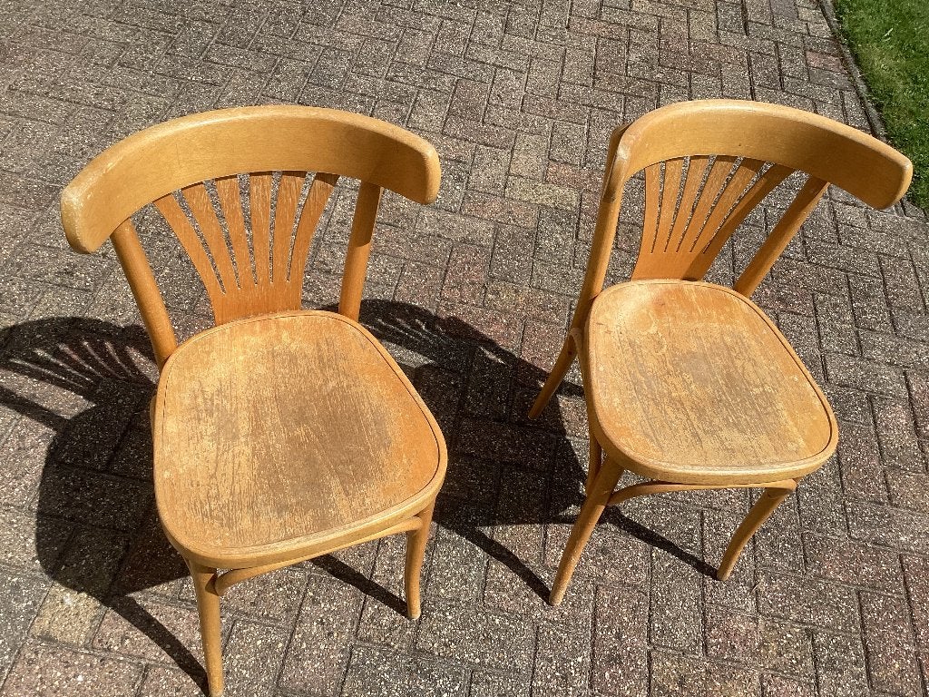 Twee degelijke houten Eetkamerstoelen, Huis en Inrichting, Ophalen, Gebruikt, Twee, Bruin