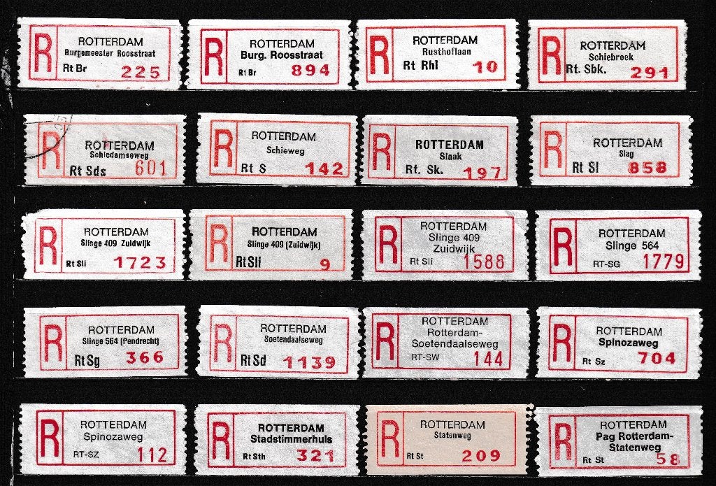 72 Verschillende Aantekenstrookjes  (6), Postzegels en Munten, Postzegels | Nederland, Verzenden, Na 1940, Gestempeld