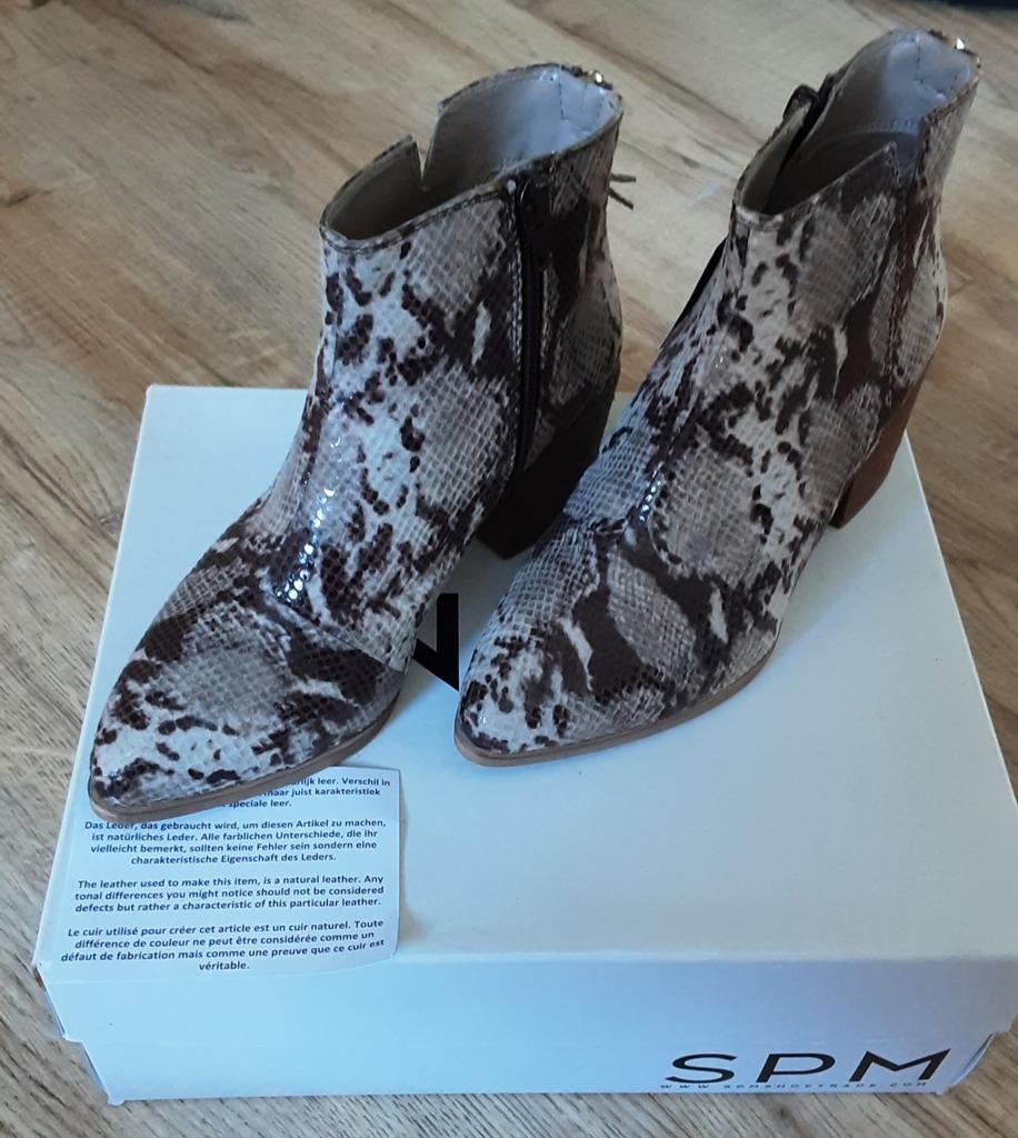 Nieuwe SPM Neva-S Ankle Boots - Snake Print - Maat 36, SPM, Beige, Lage of Enkellaarzen, Nieuw