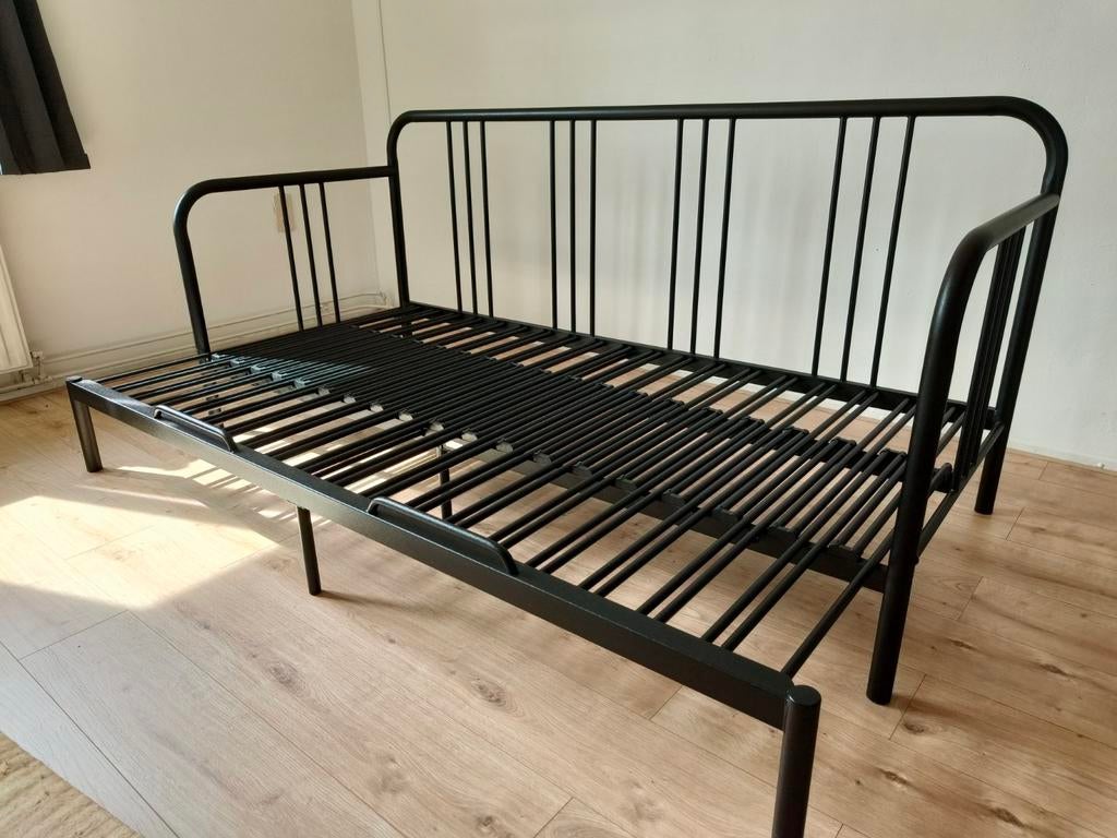 IKEA bedbank Fyresdal, Ophalen, Zwart, Tweepersoons, Zo goed als nieuw