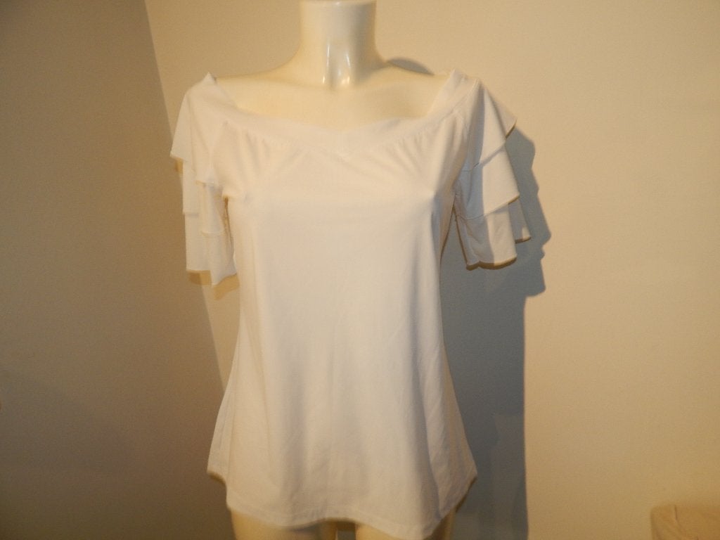 Studio Anneloes wit travel shirt wijde hals laagjes mouw M