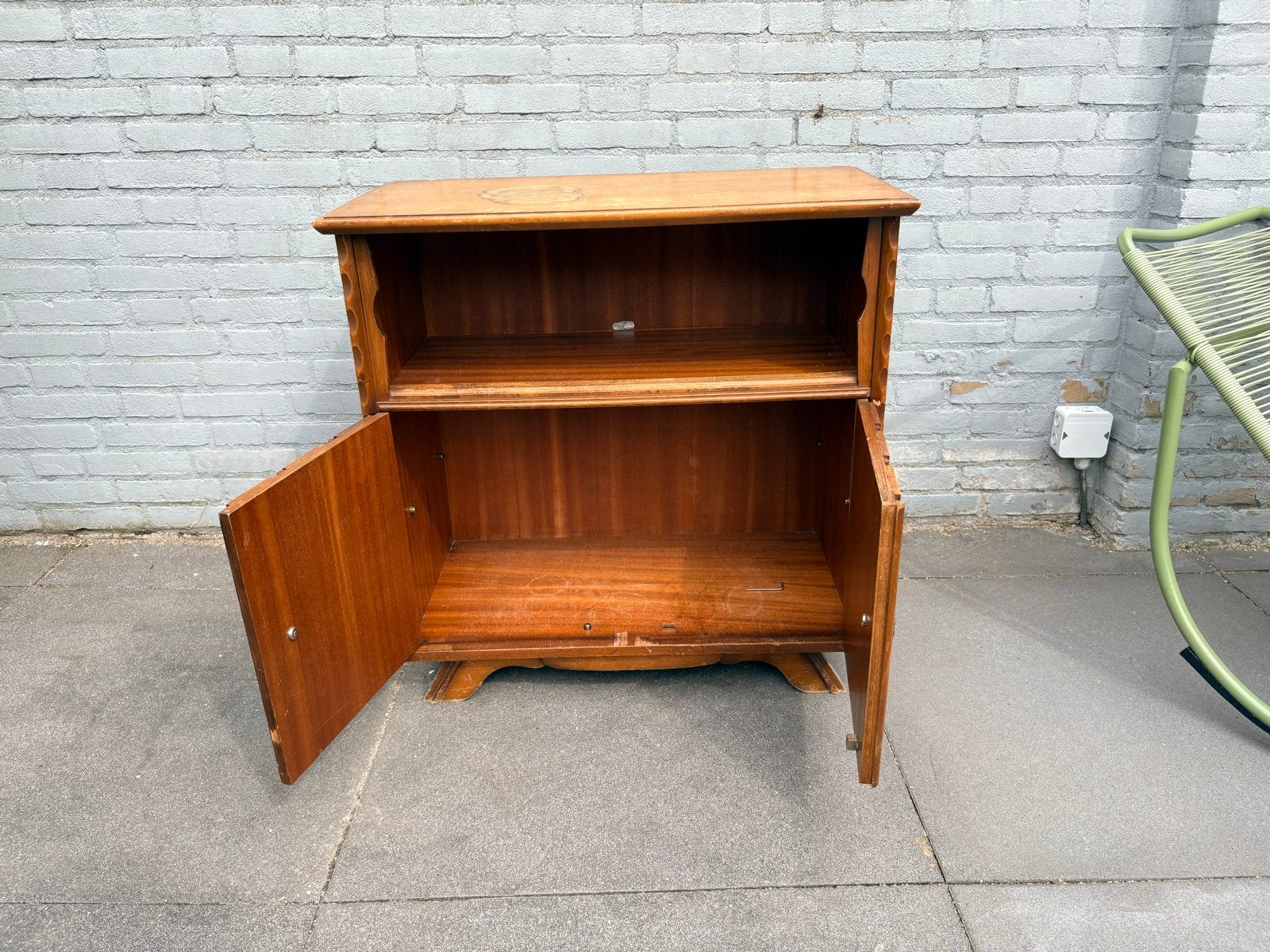 Vintage Houten Kastje met Open Vak en Deurtjes, Ophalen