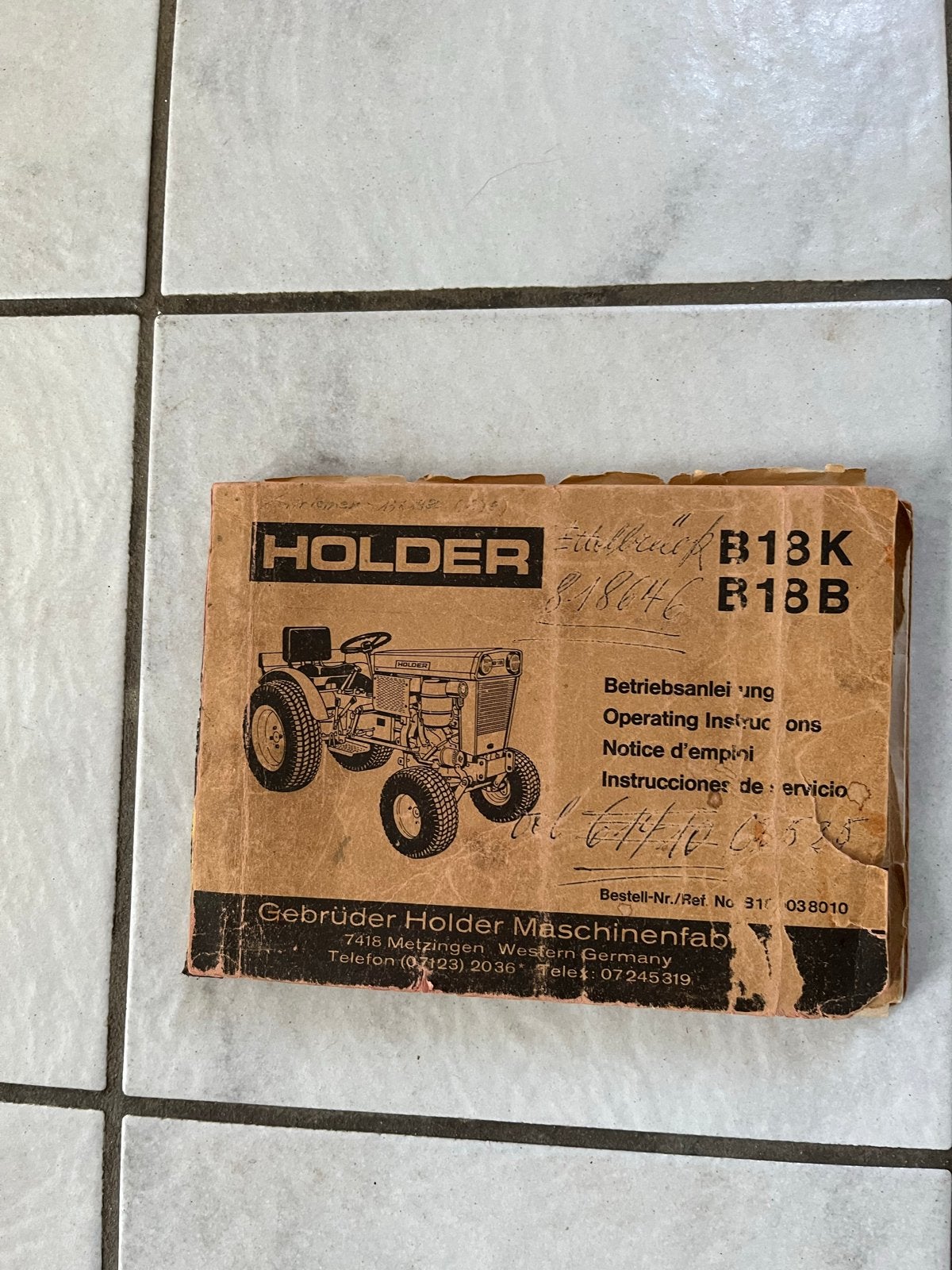 Holder B18K B18B Handleiding - Origineel uit 1978, Ophalen of Verzenden, Gelezen, Overige merken