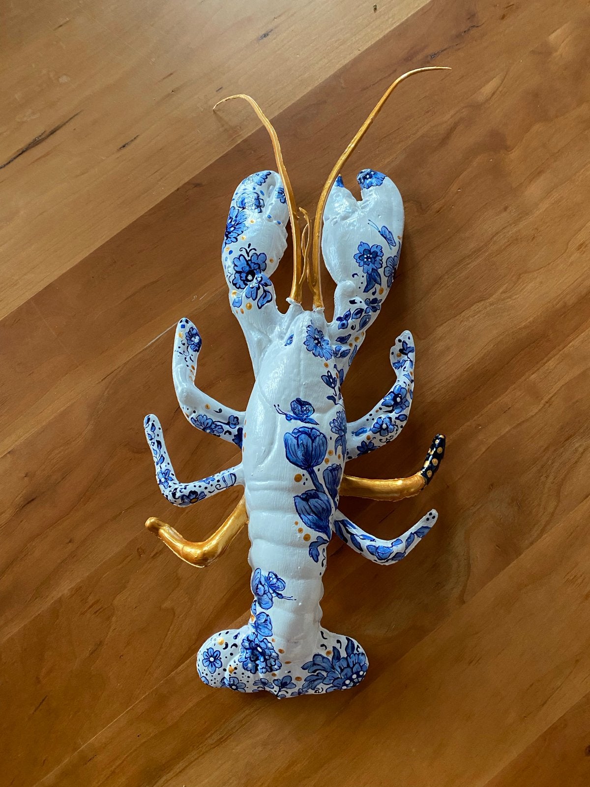Handbeschilderde kreeft, Delfts blauw, ca. 40 cm, Ophalen of Verzenden, Nieuw