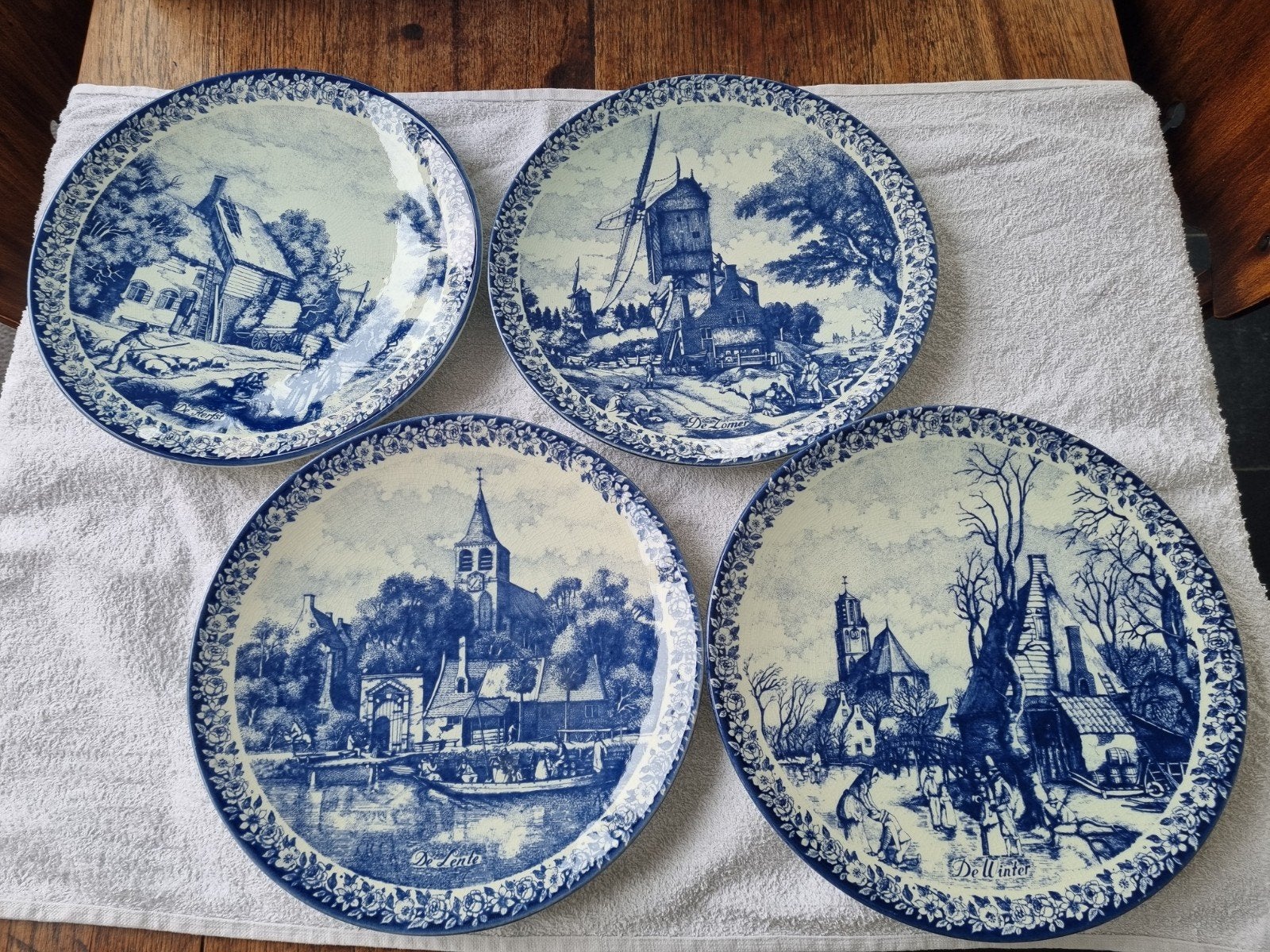 4 originele Delfts Blauwe wandborden, Antiek en Kunst, Ophalen of Verzenden
