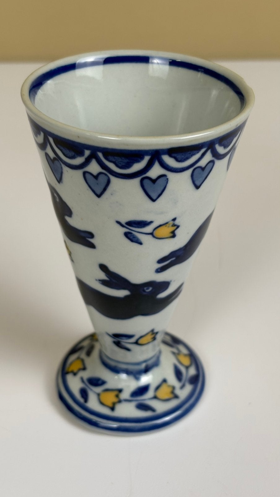 Des Pots eierdopje / vaasje / solifleur keramiek haasjes, Ophalen of Verzenden