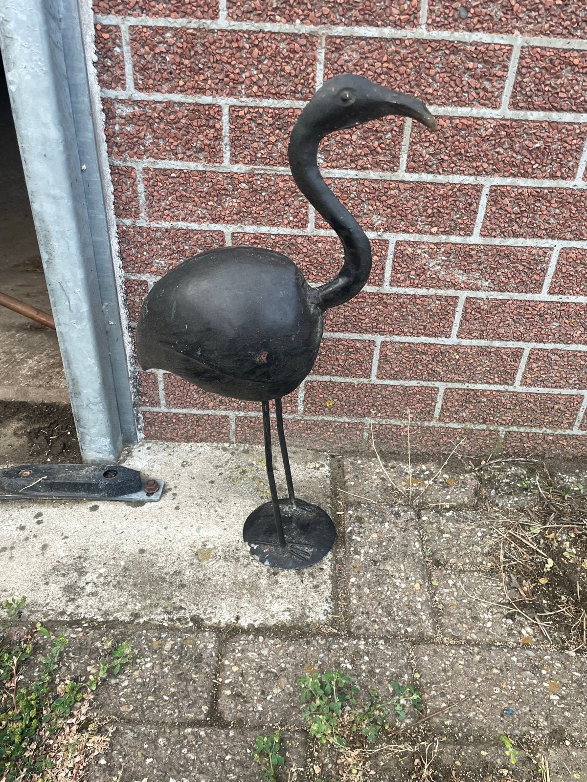 Decoratieve metalen flamingo voor tuin of huis, Ophalen, Vintage, Metaal, Gebruikt