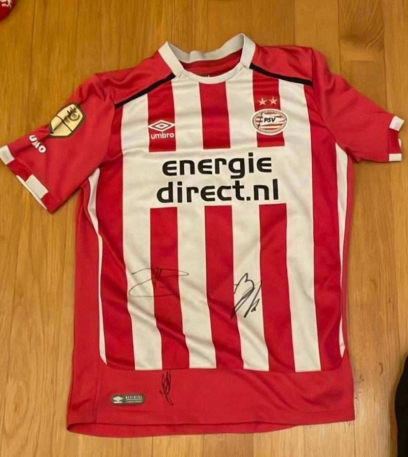 Gesigneerd PSV Thuisshirt Umbro Eredivisie (Maat XLB), Maat XS of kleiner, Ophalen, Gebruikt, Shirt