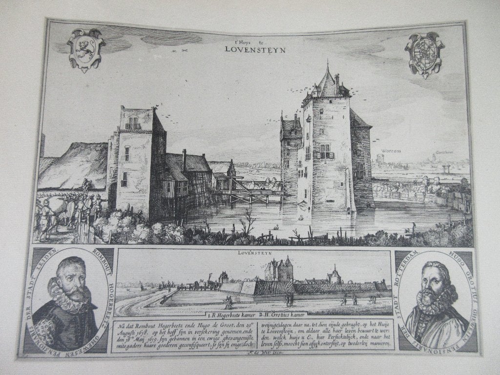 Oude tekening prent slot Loevestein Lovensteyn F de Wit, Ophalen of Verzenden, Overige typen