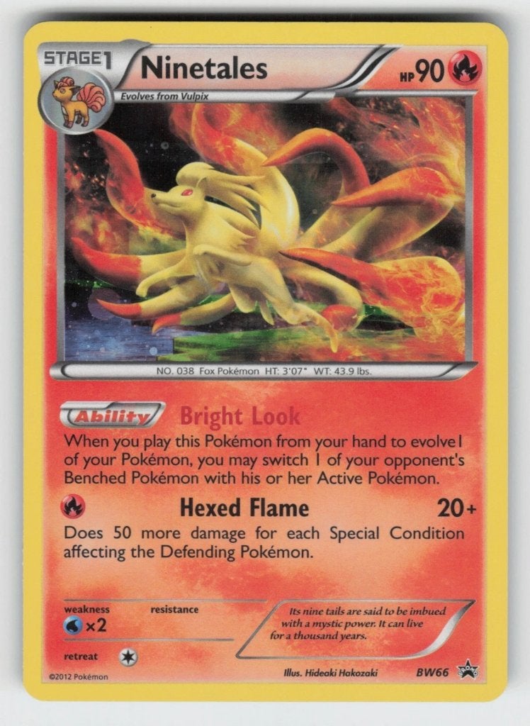 pokemon Ninetales - BW66 Holo Black and White Promo, Ophalen of Verzenden, Zo goed als nieuw, Losse kaart, Foil