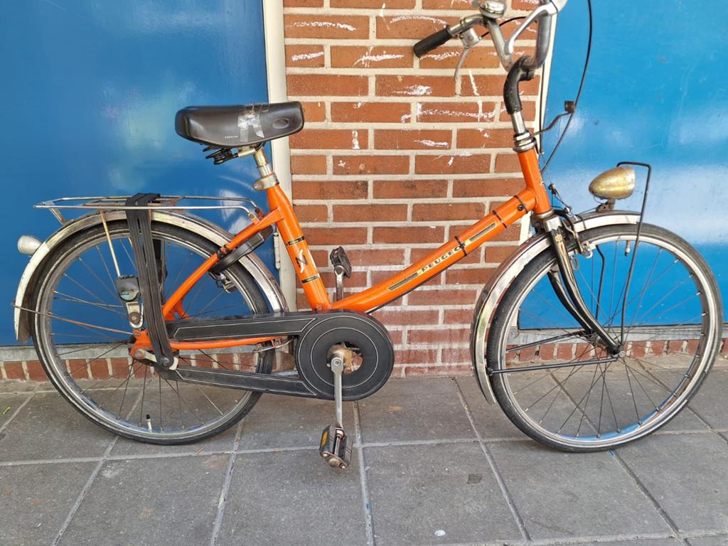 Peugeot damesfiets - Kleine maat - Oranje, Gebruikt, Velgrem, Minder dan 47 cm, Ophalen