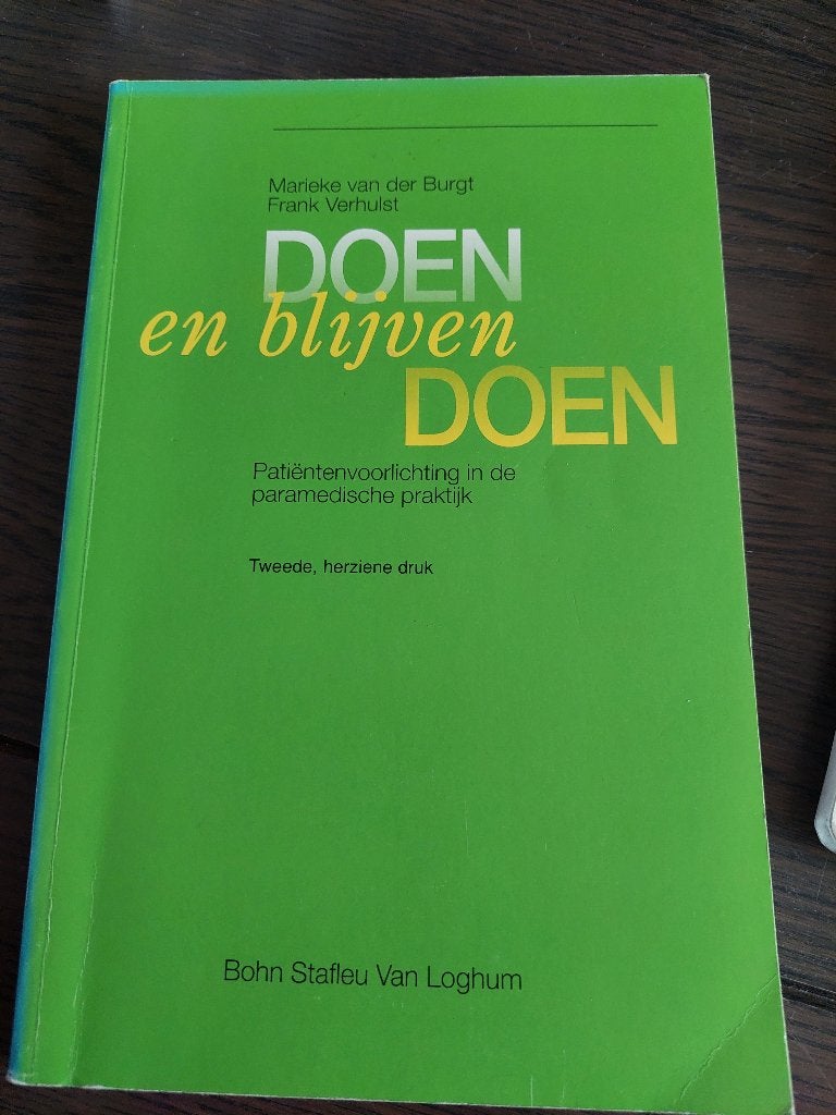 Doen en blijven doen: Patiëntenvoorlichting, Gelezen, Gamma, Marieke van der Burgt, Frank Verhulst, HBO