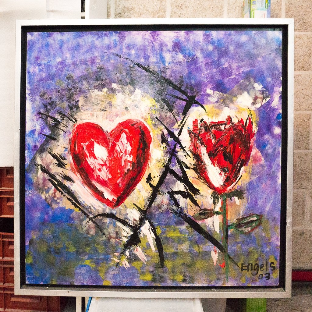 Mooi olieverf schilderij voor Valentijn, Ophalen, Abstract, Hout, Handgeschilderd