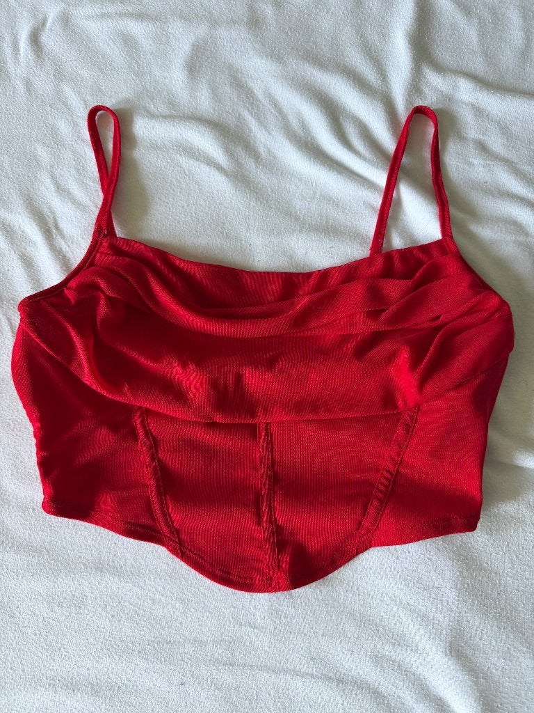 Rood croptopje, Kleding | Dames, Tops, Verzenden, Gedragen, Rood, Shein