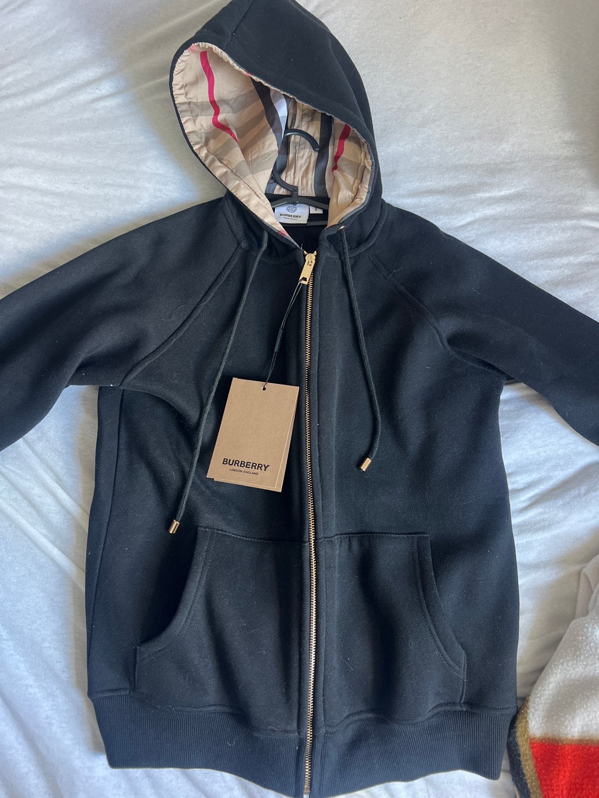 Burberry hoodie met rits en Nova Check voering, Ophalen of Verzenden, Nieuw, Maat 48/50 (M), Zwart