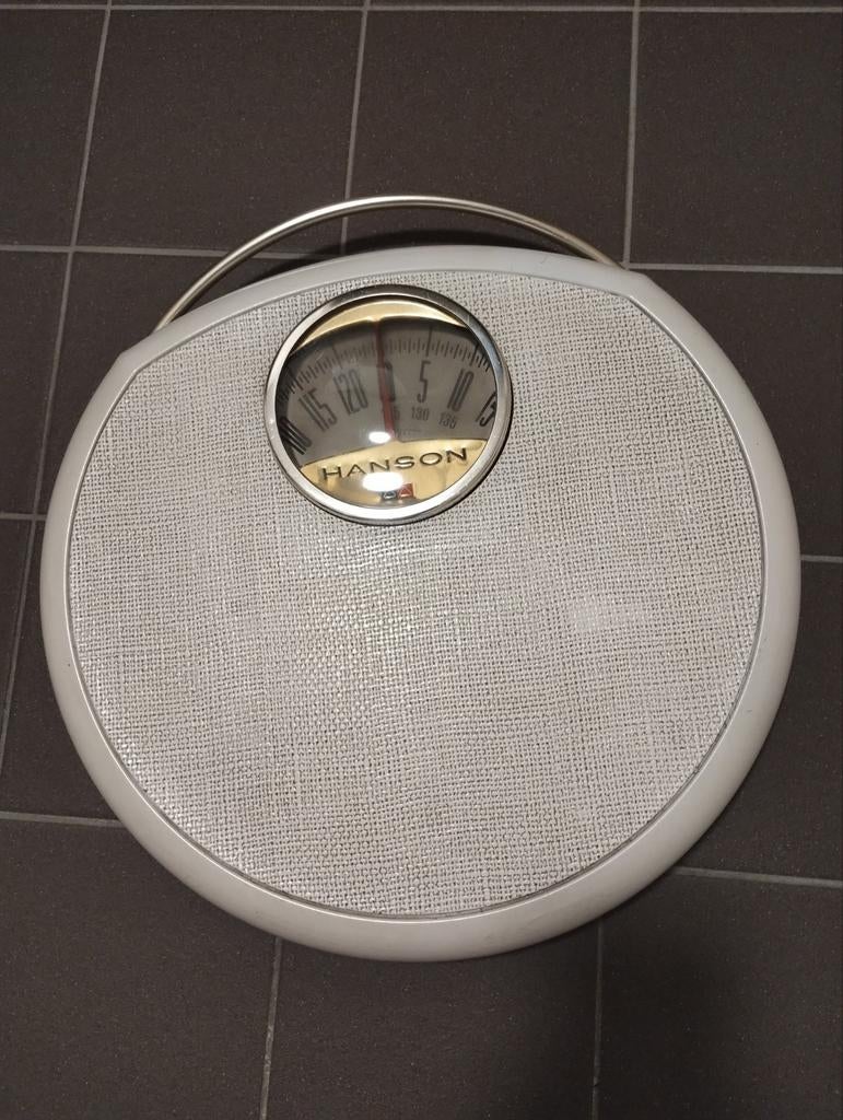 Vintage jaren zestig stalen Hanson USA personen weegschaal, Ophalen of Verzenden, 500 gram of grover, Personenweegschaal, 100 kg of meer