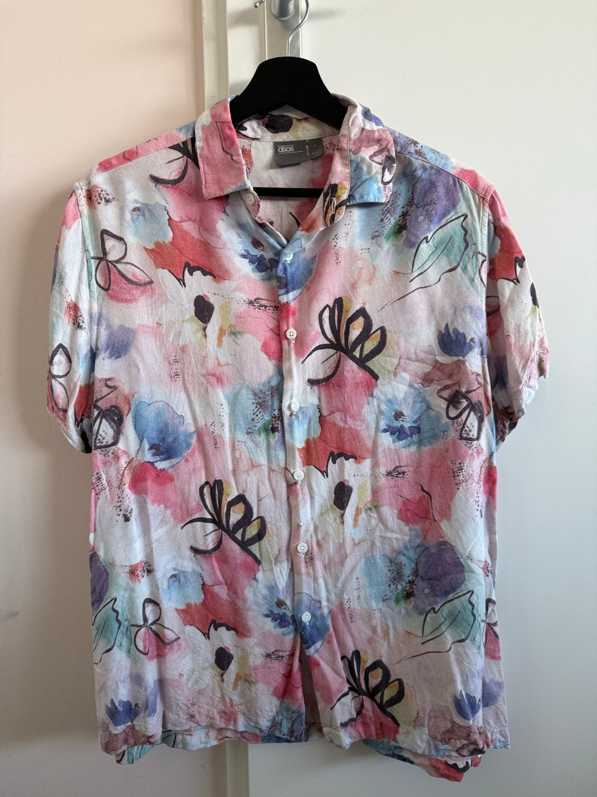 ASOS Heren overhemd met bloemenprint - Maat M, Ophalen of Verzenden, Gedragen, Meerkleurig, Halswijdte 39/40 (M)