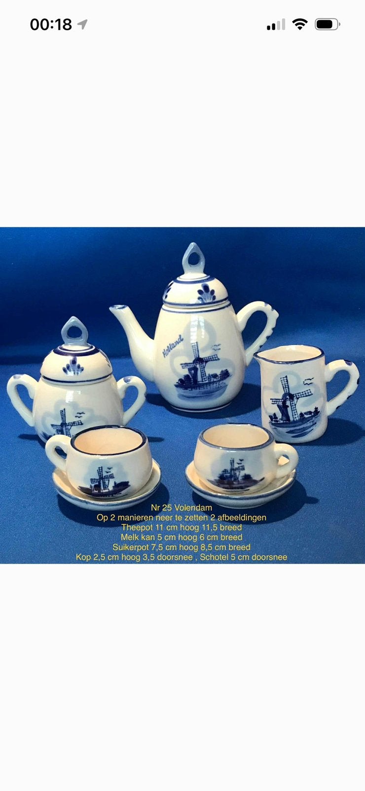 Servies Miniatuur (gekocht in Volendam), Ophalen of Verzenden