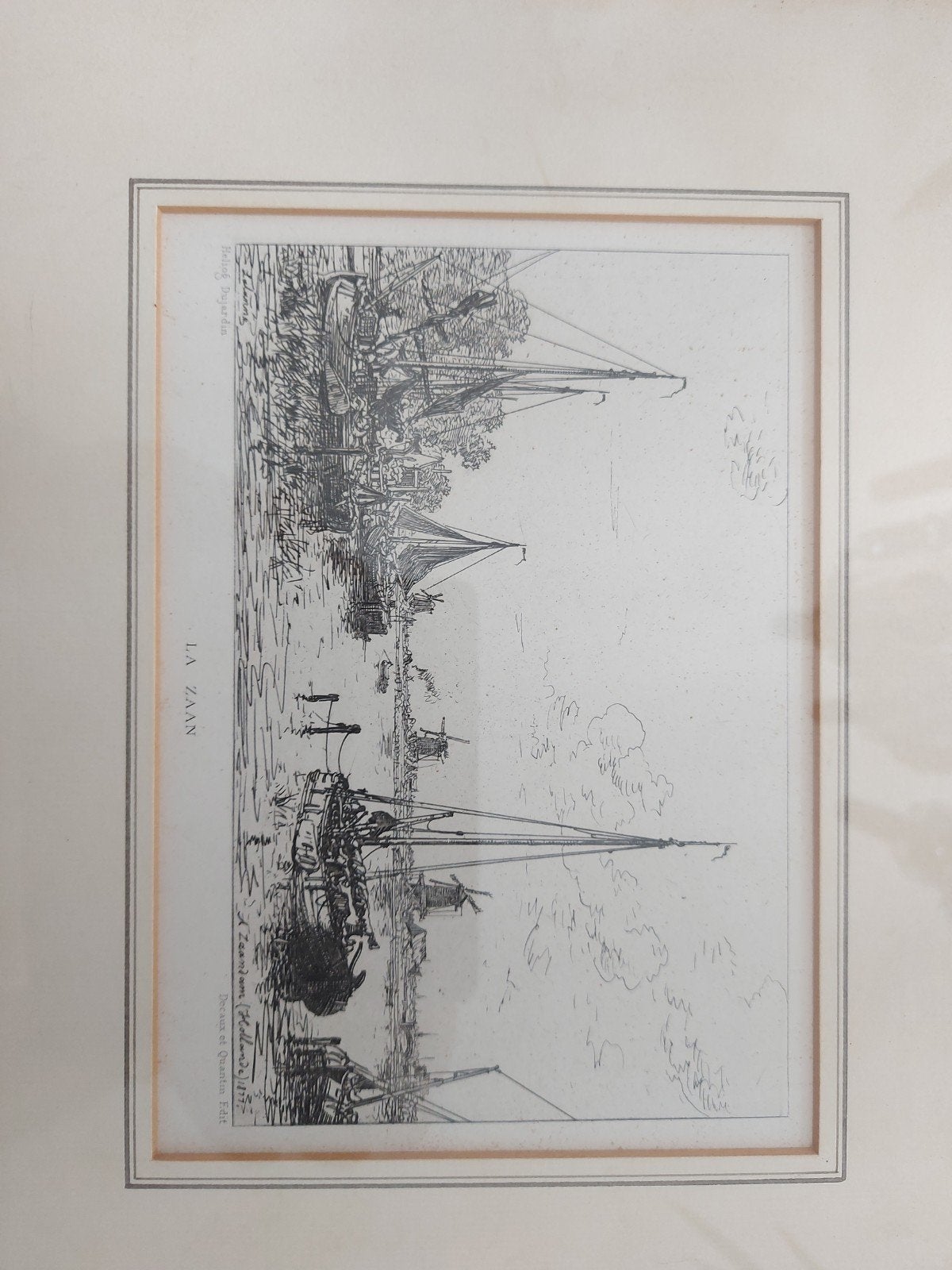 Antieke Ets 'La Zaan' van Helios Dujardin, 1800 - 1899, Ets, Ophalen of Verzenden, Landschap