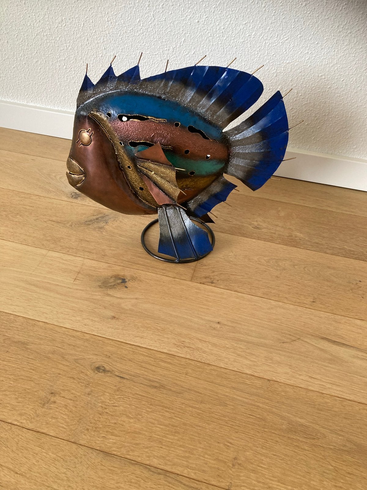 Decoratieve metalen vis sculptuur, Gebruikt, Meerkleurig, Overige stijlen, Ophalen of Verzenden