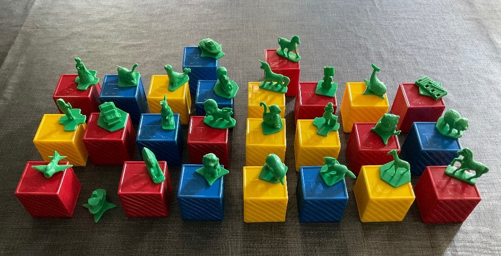 Tupperware Groene Figuurtjes in ABC Blokje, Ophalen, Zo goed als nieuw