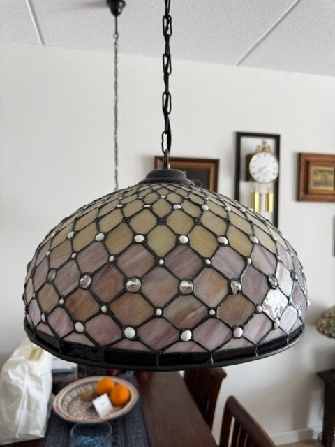 2x Tifanny eetkamer hanglampen, Ophalen of Verzenden, Zo goed als nieuw, Glas