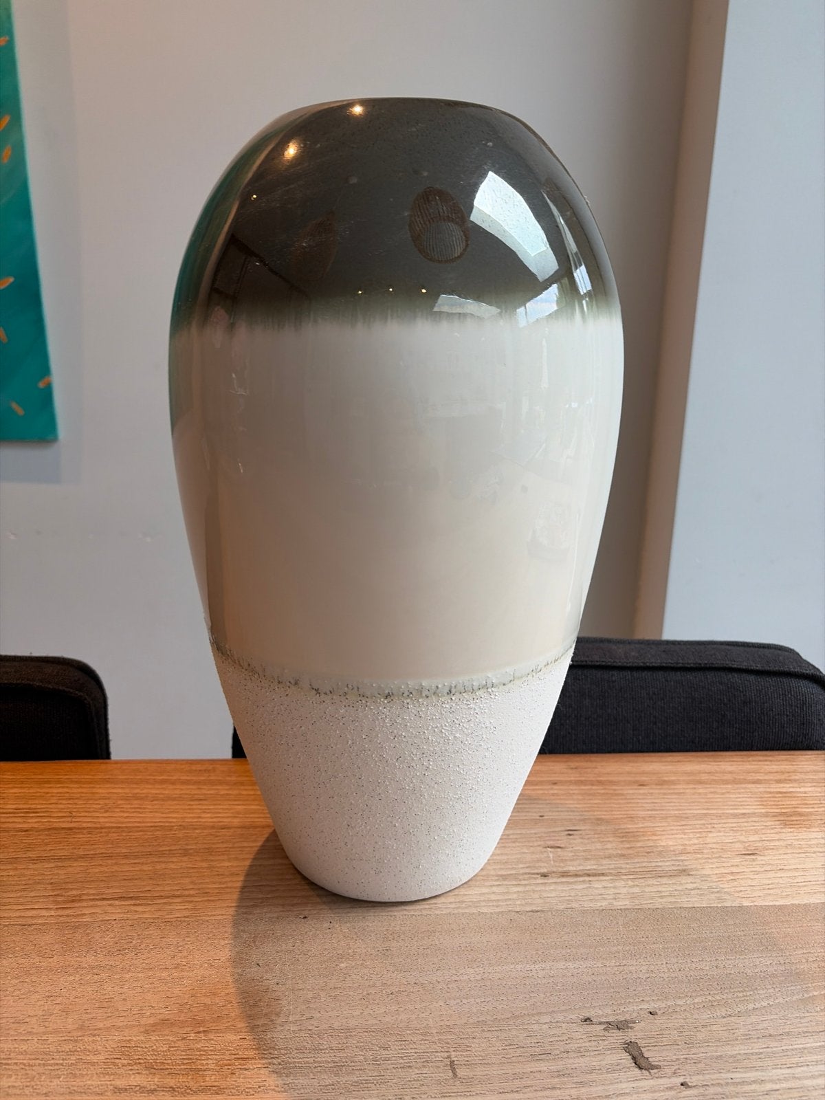 Stijlvolle vaas, 40 cm hoog, zilverbruin/wit/beige, Ophalen, Zo goed als nieuw, Met patroon/structuur, Meerkleurig
