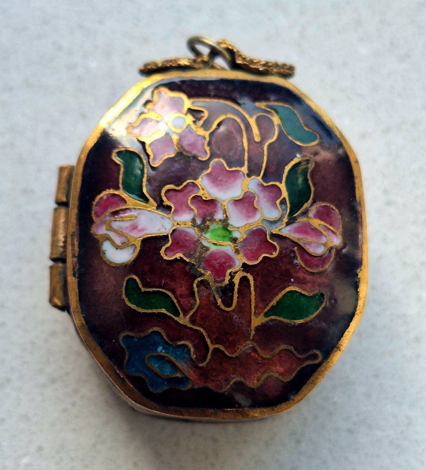 Antieke Chinese Cloisonné Hanger Pillendoosje, Sieraden, Tassen en Uiterlijk, Ophalen of Verzenden, Overige materialen, Hanger