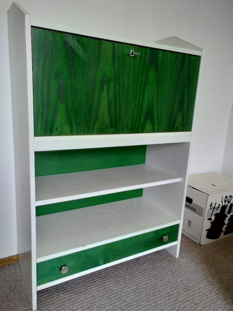 Houten bureau /secretaire /klepkast, Ophalen, Gebruikt, Vintage jaren 70, in prima staat