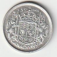 50  cent  1956  Canada. km. 53, Ophalen of Verzenden, Noord-Amerika, Losse munt, Zilver