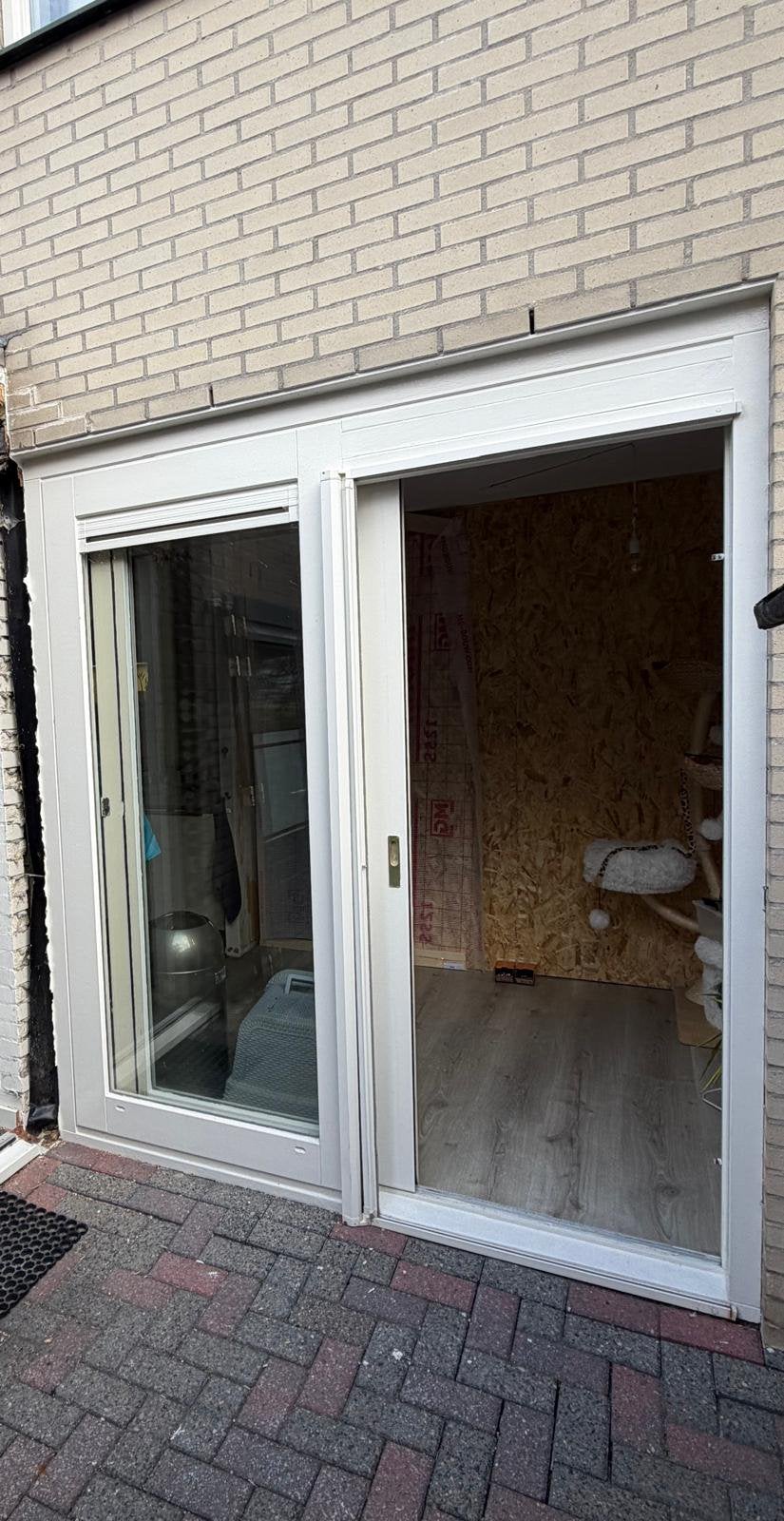 Schuifpui + draag/stalen balk, Ophalen, Gebruikt, 225 cm of meer, Inclusief glas