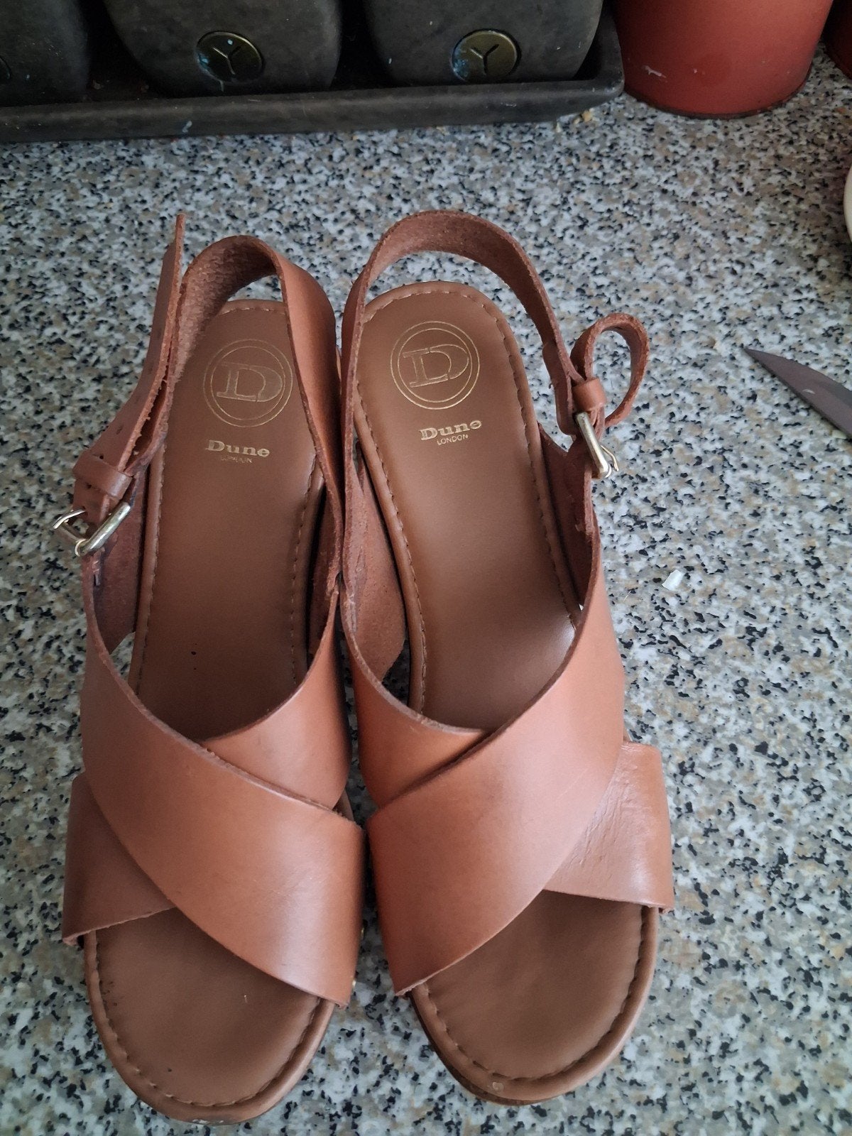 Dune London Leren Sandalen met Blokhak, Kleding | Dames, Bruin, Dune London, Gedragen, Sandalen of Muiltjes