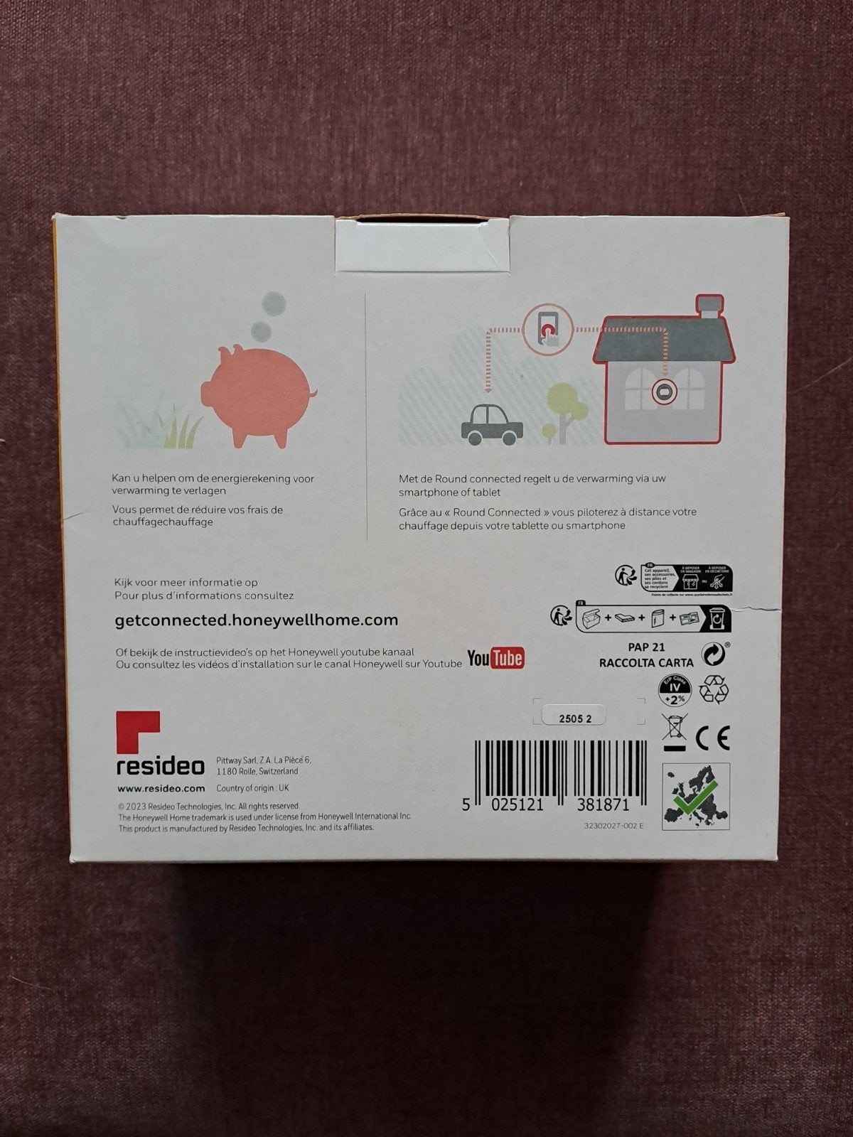 Thermostaat Honeywell Home Round Connected aan/uit draadloos, Ophalen of Verzenden, Slimme thermostaat, Nieuw
