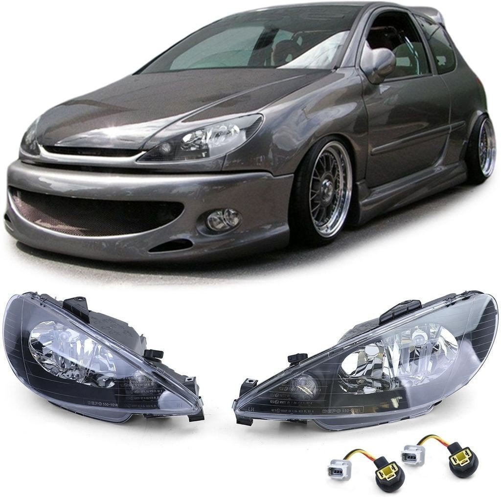 Koplampen Zwart Voor Peugeot 206, Verzenden, Automotive Parts, A.parts@hotmail.nl, Trasmolenlaan 12 3447 GZ Woerden