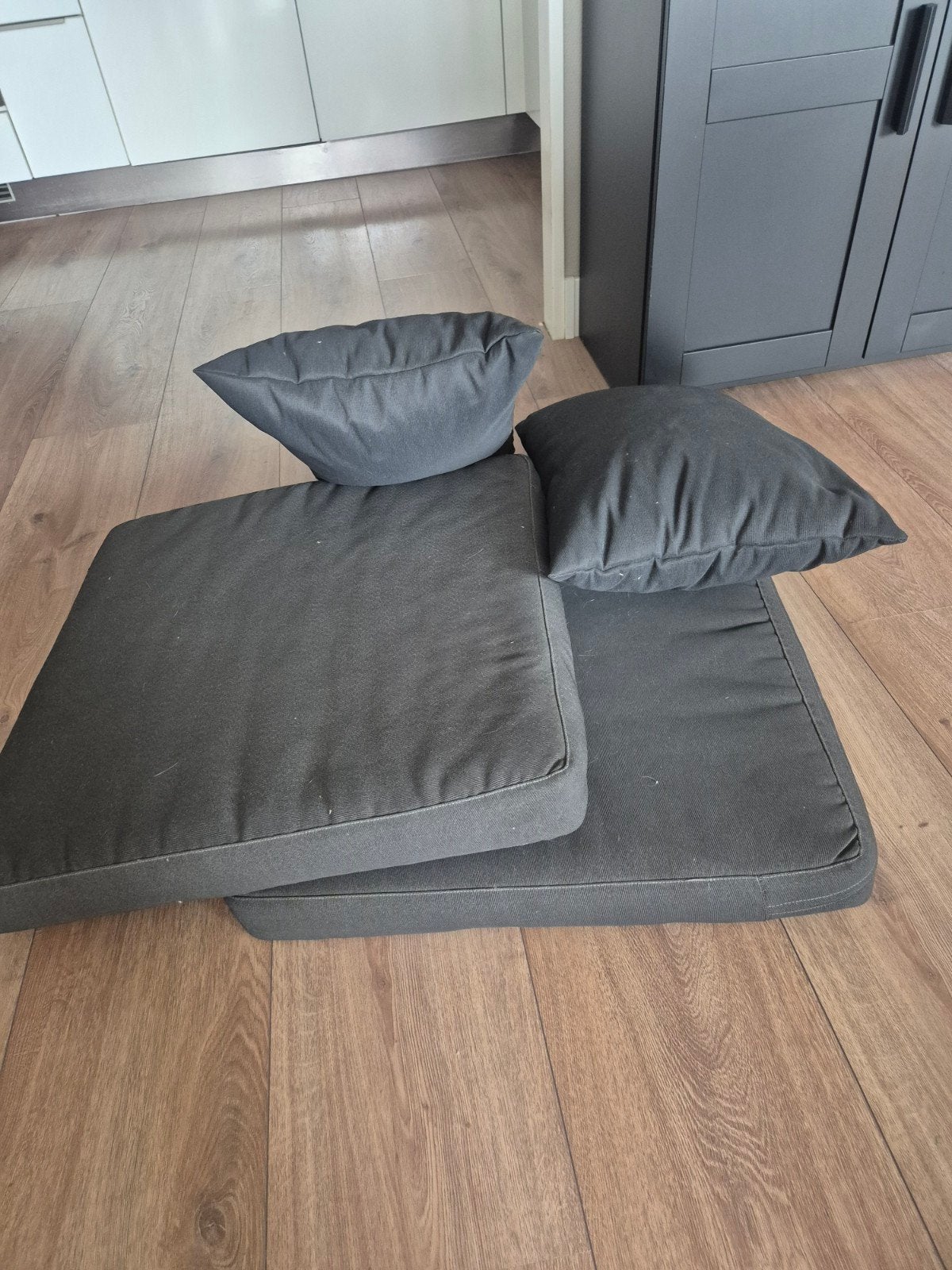 IKEA Frösön/Duvholmen kussenset (2 zit, 2 rug), Ophalen of Verzenden, Gebruikt, Zwart, Vierkant