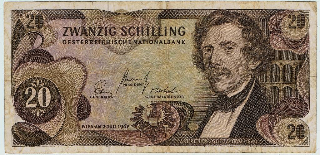 21-1596 Oostenrijk 20 schilling 1967, Postzegels en Munten, Bankbiljetten | Europa | Niet-Eurobiljetten, Ophalen of Verzenden