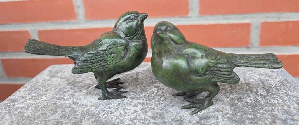 VOGELS / set / brons / MUSSEN / tuinbeeld / groen, Tuin en Terras, Tuinbeelden, Dierenbeeld, Nieuw, Info@huisentuindecoratiemarie.nl