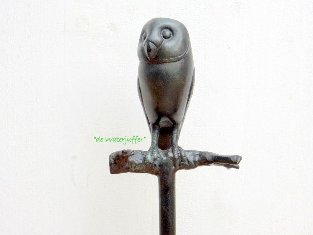 051* Bronzen kerkuil op stang (Boven €75 geen verzendkosten), Ophalen of Verzenden, Nieuw, Overige materialen, Dierenbeeld