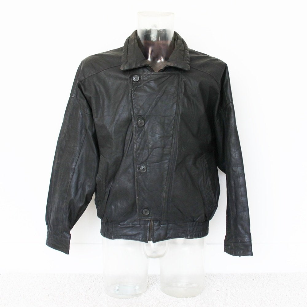 Vintage Leren Heren Jas282* (L) € 40,-, Kleding | Heren, Jassen | Winter, Zo goed als nieuw, Maat 52/54 (L), Zwart, Ophalen of Verzenden