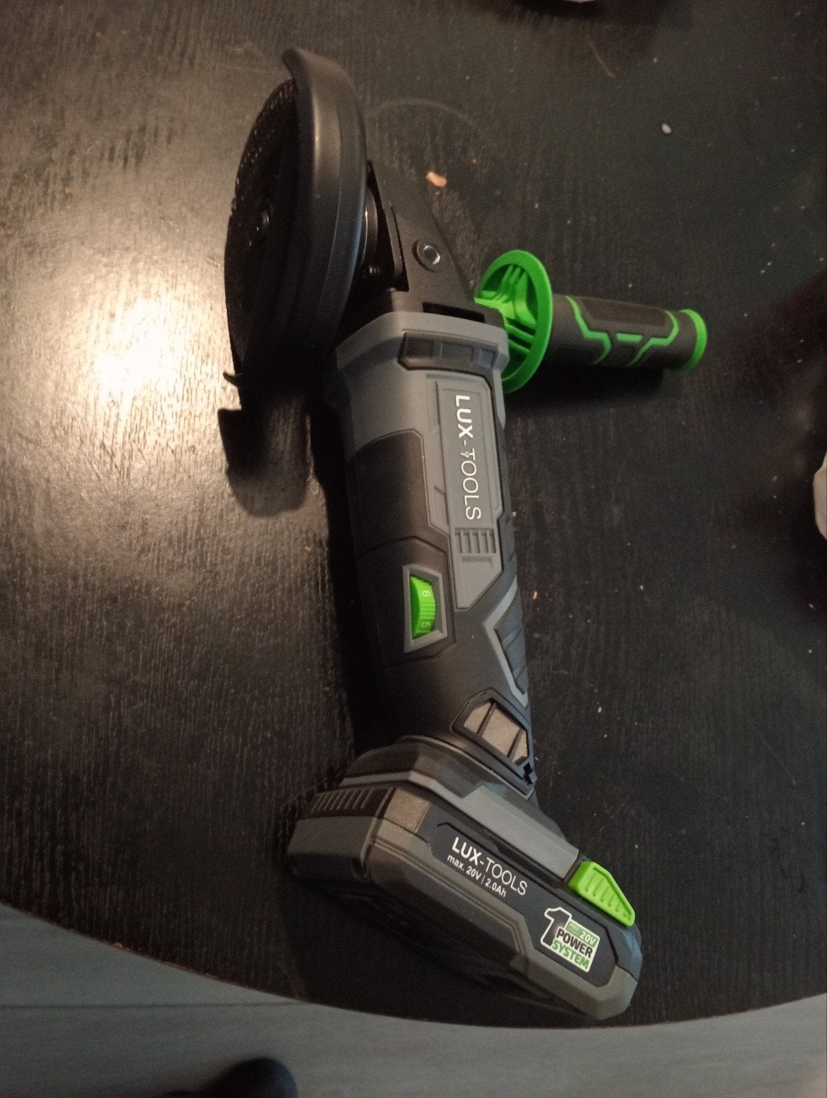 Lux-Tools Accu Haakse Slijper 20V met Accu en Schijven, Ophalen of Verzenden, Zo goed als nieuw, Minder dan 700 watt, Haakse handslijpmachine