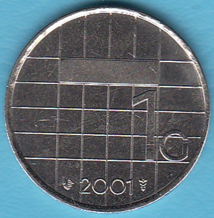 Nederland 1 gulden 2001 Beatrix UNC in munthouder, Postzegels en Munten, Munten | Nederland, Ophalen of Verzenden, Koningin Beatrix