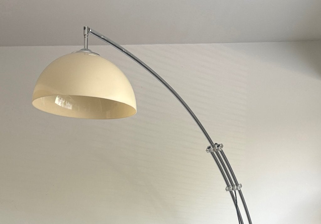 Bijzondere Vintage italiaanse Stijl Booglamp - jaren 60/70, Ophalen, Natuurlijk materiaal, Gebruikt, 200 cm of meer