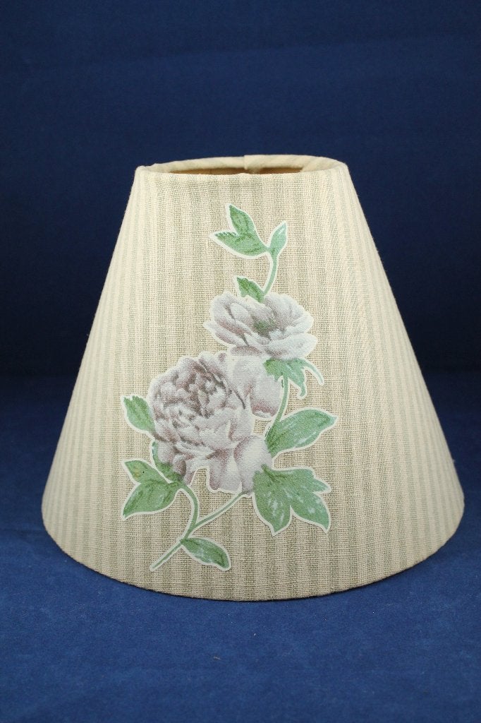 2 x vintage lampenkap stof, bruin gestreept met bloemen. 6C8, Tweedehands verkoop, Tweedehands verkoop, Gebruikt, Bruin