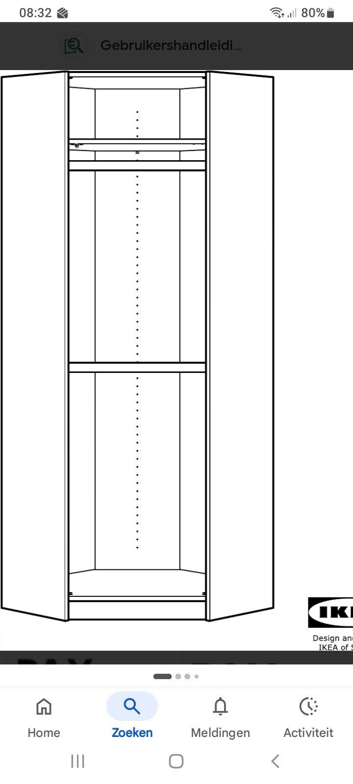 Witte PAX hoekkast met spiegeldeur, Ophalen, Met deur(en), 200 cm of meer, 50 tot 100 cm