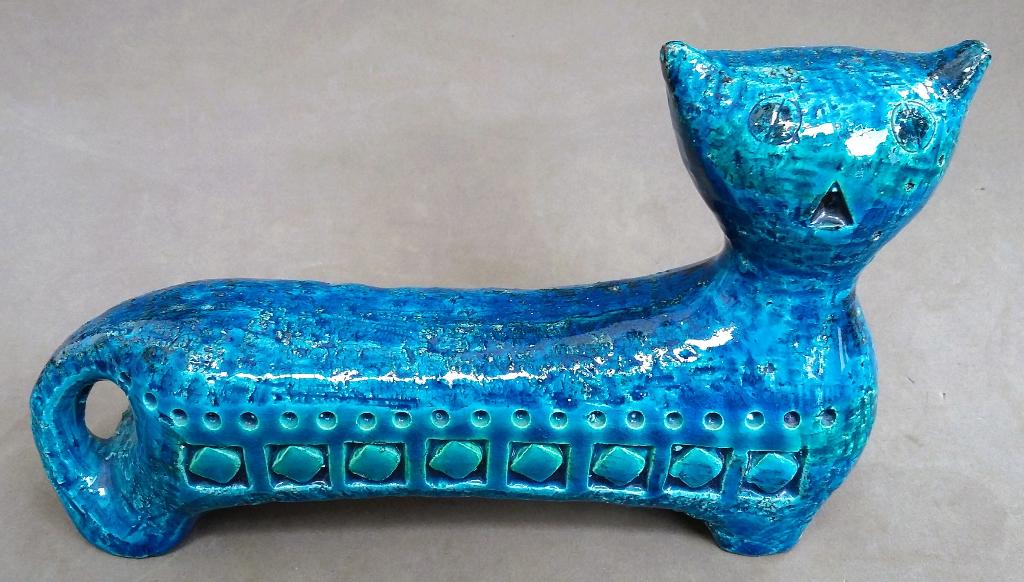 Om 1950 Rimini Blu BITOSSI Figuur Kat Cat Aldo Londi, Antiek en Kunst, Antiek | Keramiek en Aardewerk, Ophalen of Verzenden
