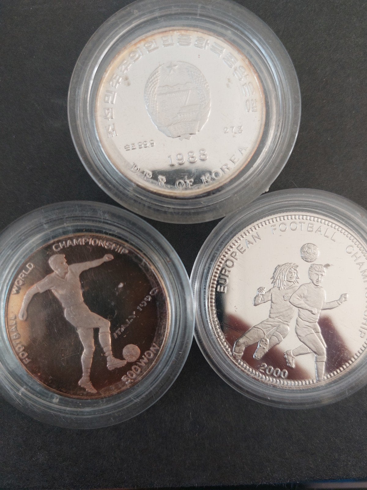 Set van 3 zilveren voetbal herdenkingsmunten, Setje, Koningin Beatrix, Zilver, Overige waardes