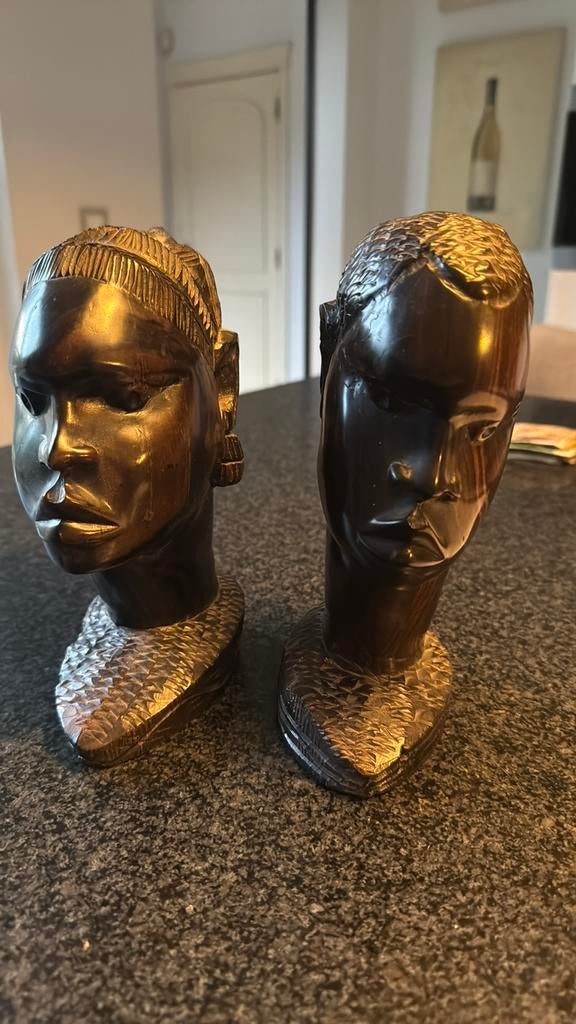 Ebbenhout afrikaanse beelden, Antiek en Kunst, Kunst | Beelden en Houtsnijwerken, Ophalen of Verzenden