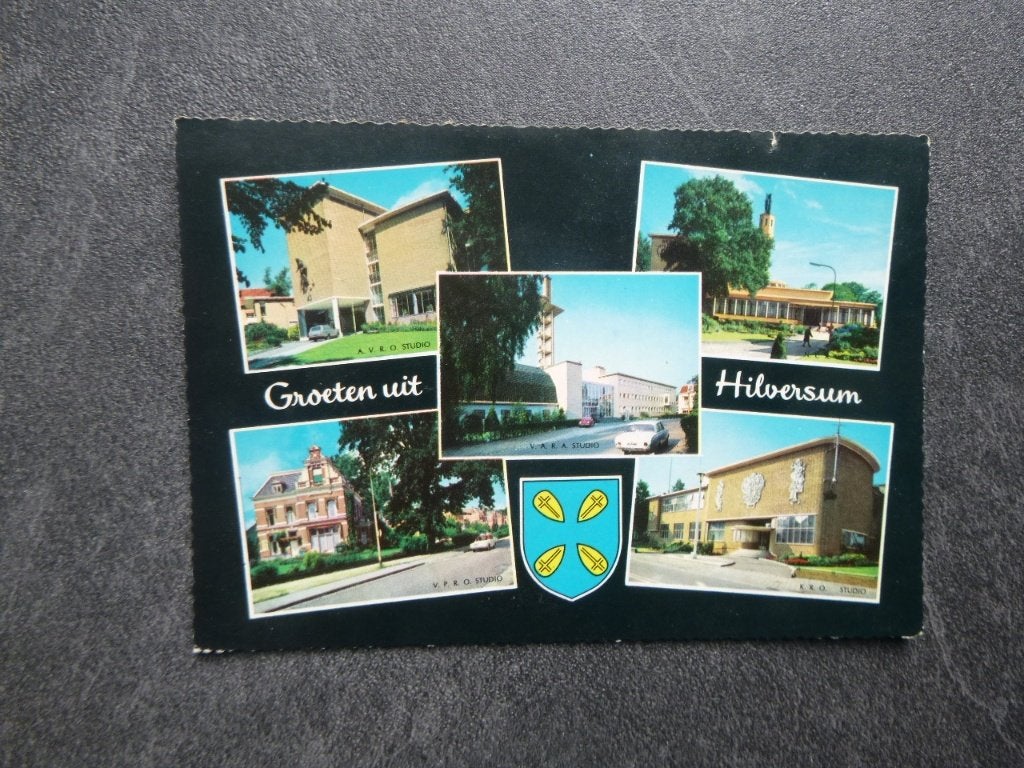 Hilversum, groeten uit Avro/Kro/Ncrv studio 1969, Verzamelen, Verzenden, 1960 tot 1980, Gelopen, Noord-Holland